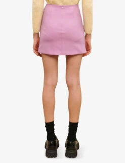Maje Asymmetric Style Low-rise Stretch-woven Mini Skirt -Ted Bakee Fashion Shop R04103983 VIOLETS ALT03