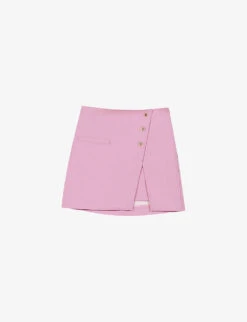 Maje Asymmetric Style Low-rise Stretch-woven Mini Skirt