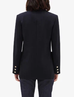 CLAUDIE PIERLOT Virginia Double-breasted Stretch-woven Blazer -Ted Bakee Fashion Shop R04104029 BLEUS ALT03