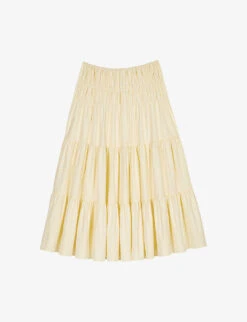 Maje Junnala High-rise Tiered Woven Midi Skirt