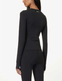 Fitted Long-sleeved Stretch-woven T-shirt 8 Fitted Long-sleeved Stretch-woven T-shirt -Ted Bakee Fashion Shop R04104625 BLACK ALT03