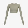 Fitted Long-sleeved Cropped Stretch-woven T-shirt