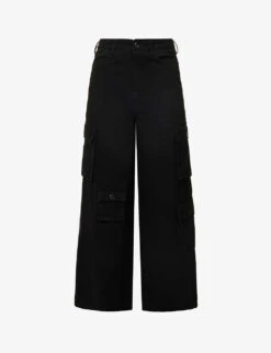Hailey Patch-pocket Straight-leg High-rise Cotton-twill Jeans