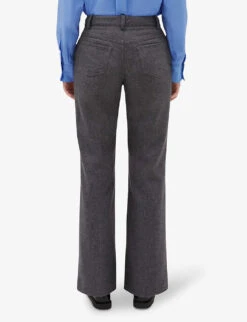 CLAUDIE PIERLOT Please Flared Wool-blend Trousers -Ted Bakee Fashion Shop R04104801 NOIRGRIS ALT03