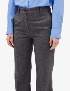 CLAUDIE PIERLOT Please Flared Wool-blend Trousers -Ted Bakee Fashion Shop R04104801 NOIRGRIS ALT04