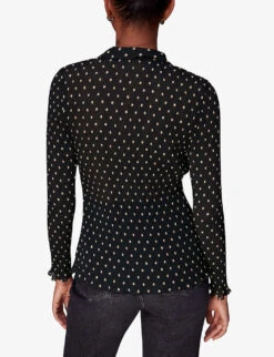 Whistles Penny Plisse Spot-print Woven Shirt -Ted Bakee Fashion Shop R04105478 BLACK ALT03