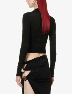 Jacquemus La Maille Aouro Shirred-texture Slim-fit Knitted Top 8 Jacquemus La Maille Aouro Shirred-texture Slim-fit Knitted Top -Ted Bakee Fashion Shop R04107892 BLACK ALT03