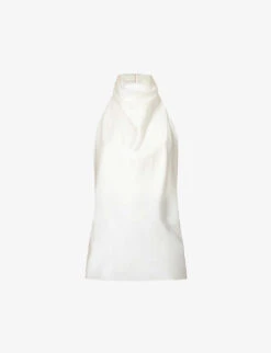 Camille Cowl-neck Stretch-silk Top