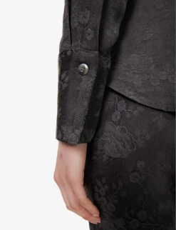 Floral-print Slim-fit Woven Shirt -Ted Bakee Fashion Shop R04109265 CHARCOAL ALT04