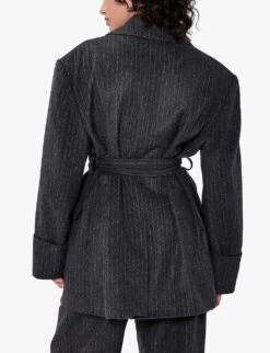 Gamma Pinstripe Wool-blend Blazer -Ted Bakee Fashion Shop R04110108 GREY ALT03