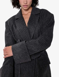 Gamma Pinstripe Wool-blend Blazer -Ted Bakee Fashion Shop R04110108 GREY ALT04