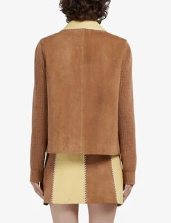 Marni Two-toned Contrast-stitch Regular-fit Leather Jacket -Ted Bakee Fashion Shop R04110551 CARAMEL ALT03