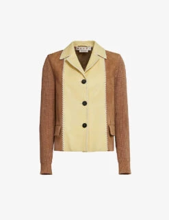 Marni Two-toned Contrast-stitch Regular-fit Leather Jacket