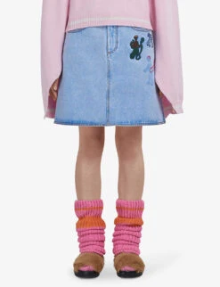 Marni Graphic-embroidered Denim Mini Skirt -Ted Bakee Fashion Shop R04110554 ILLUSIONBLUE ALT02