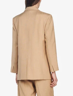 Sandro Poitiers Single-breasted Straight-cut Woven Blazer -Ted Bakee Fashion Shop R04111188 NATURELS ALT03
