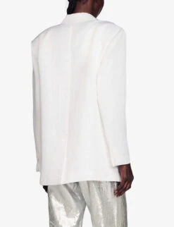 Sandro Single-breasted Woven Blazer -Ted Bakee Fashion Shop R04111286 NATURELS ALT03