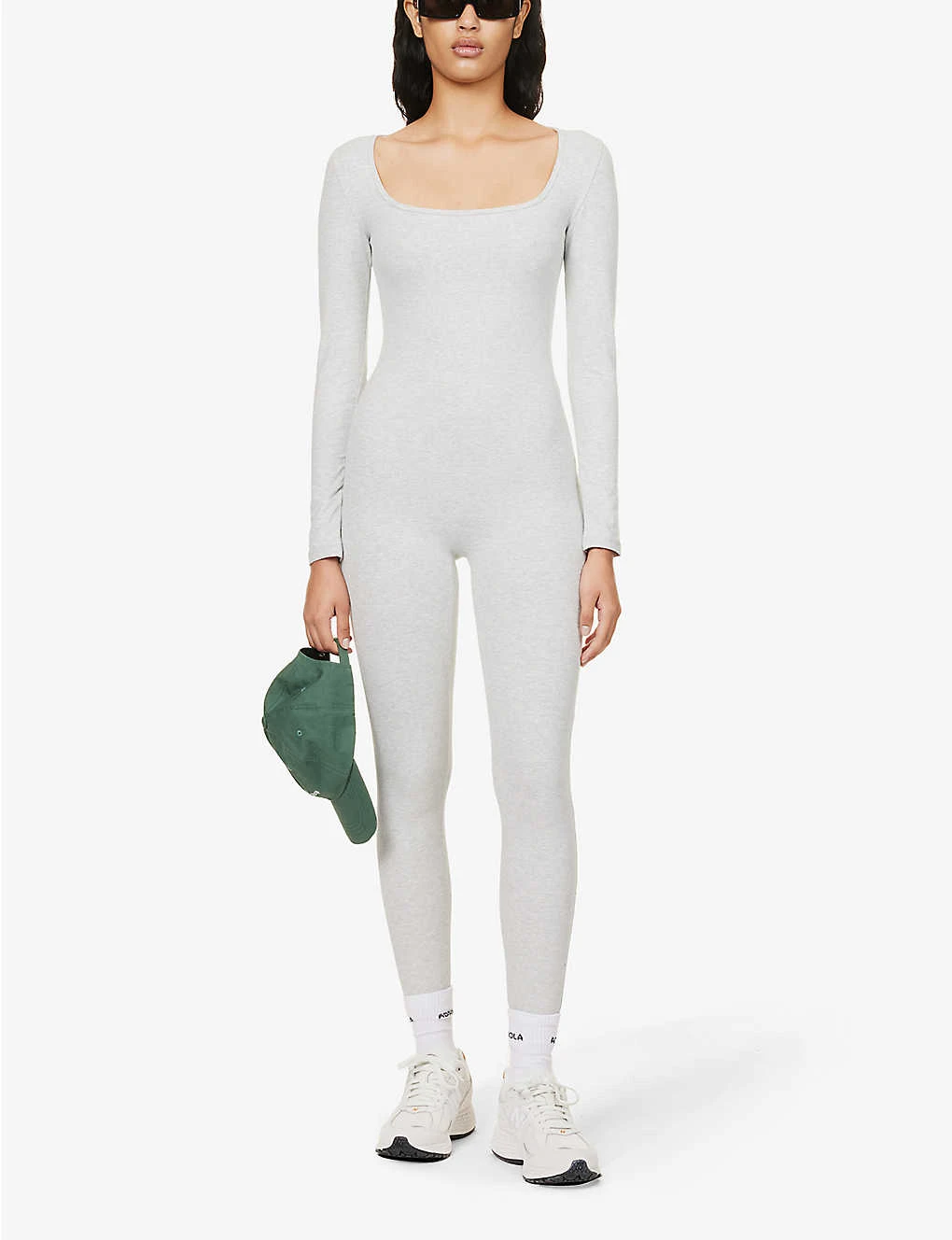 Square-neck Long-sleeved Stretch-cotton Unitard 2 Square-neck Long-sleeved Stretch-cotton Unitard - Image 2