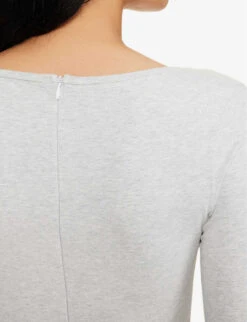 Square-neck Long-sleeved Stretch-cotton Unitard 9 Square-neck Long-sleeved Stretch-cotton Unitard -Ted Bakee Fashion Shop R04111529 LIGHTGREYMELANGE ALT04