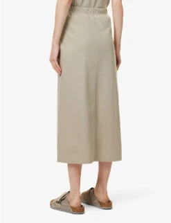 ESSENTIALS Brand-tab Cotton Midi Skirt -Ted Bakee Fashion Shop R04111611 SEAL ALT03