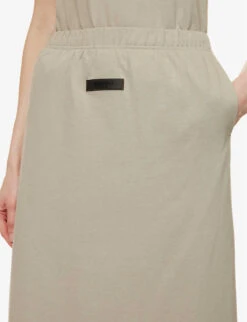 ESSENTIALS Brand-tab Cotton Midi Skirt -Ted Bakee Fashion Shop R04111611 SEAL ALT04