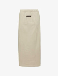 ESSENTIALS Brand-tab Cotton Midi Skirt