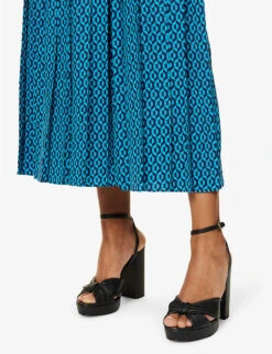 ME AND EM Geometric-print Woven Maxi Skirt 10 ME AND EM Geometric-print Woven Maxi Skirt -Ted Bakee Fashion Shop R04117213 NAVYTURQUOISE ALT04