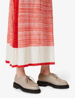 ME AND EM Colour-blocked Ribbed-knit Wool-blend Midi Skirt -Ted Bakee Fashion Shop R04117225 BURNTORANGECREAM ALT04