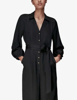 Whistles Leah Fitted Woven Jumpsuit 8 Whistles Leah Fitted Woven Jumpsuit -Ted Bakee Fashion Shop R04118029 BLACK ALT02