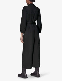 Whistles Leah Fitted Woven Jumpsuit 9 Whistles Leah Fitted Woven Jumpsuit -Ted Bakee Fashion Shop R04118029 BLACK ALT03