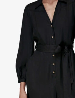Whistles Leah Fitted Woven Jumpsuit 10 Whistles Leah Fitted Woven Jumpsuit -Ted Bakee Fashion Shop R04118029 BLACK ALT04