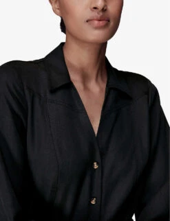 Whistles Leah Fitted Woven Jumpsuit 11 Whistles Leah Fitted Woven Jumpsuit -Ted Bakee Fashion Shop R04118029 BLACK ALT05