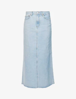 AGOLDE Hilla High-rise Organic-denim Midi Skirt