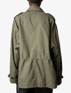 Zadig & Voltaire Kemi Embroidery-embellished Canvas Jacket -Ted Bakee Fashion Shop R04119648 PICKLE ALT03