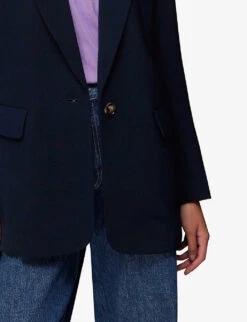Whistles Single-breasted Peak-lapel Recycled-polyester Blend Blazer -Ted Bakee Fashion Shop R04120559 NAVY ALT04