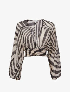 Reiss Farley Zebra-print Woven Blouse
