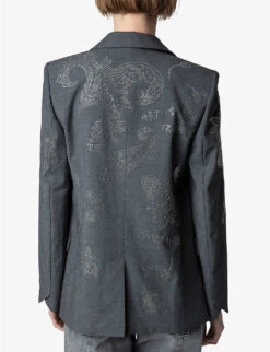 Zadig & Voltaire Venus Paisley-print Tailored Stretch-woven Blazer -Ted Bakee Fashion Shop R04121835 GRISCHINE ALT03