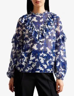 Ted Baker Floral-print Woven Top -Ted Bakee Fashion Shop R04122514 WHITE ALT02