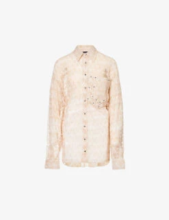 Oversized Metallic Stretch-woven Shirt