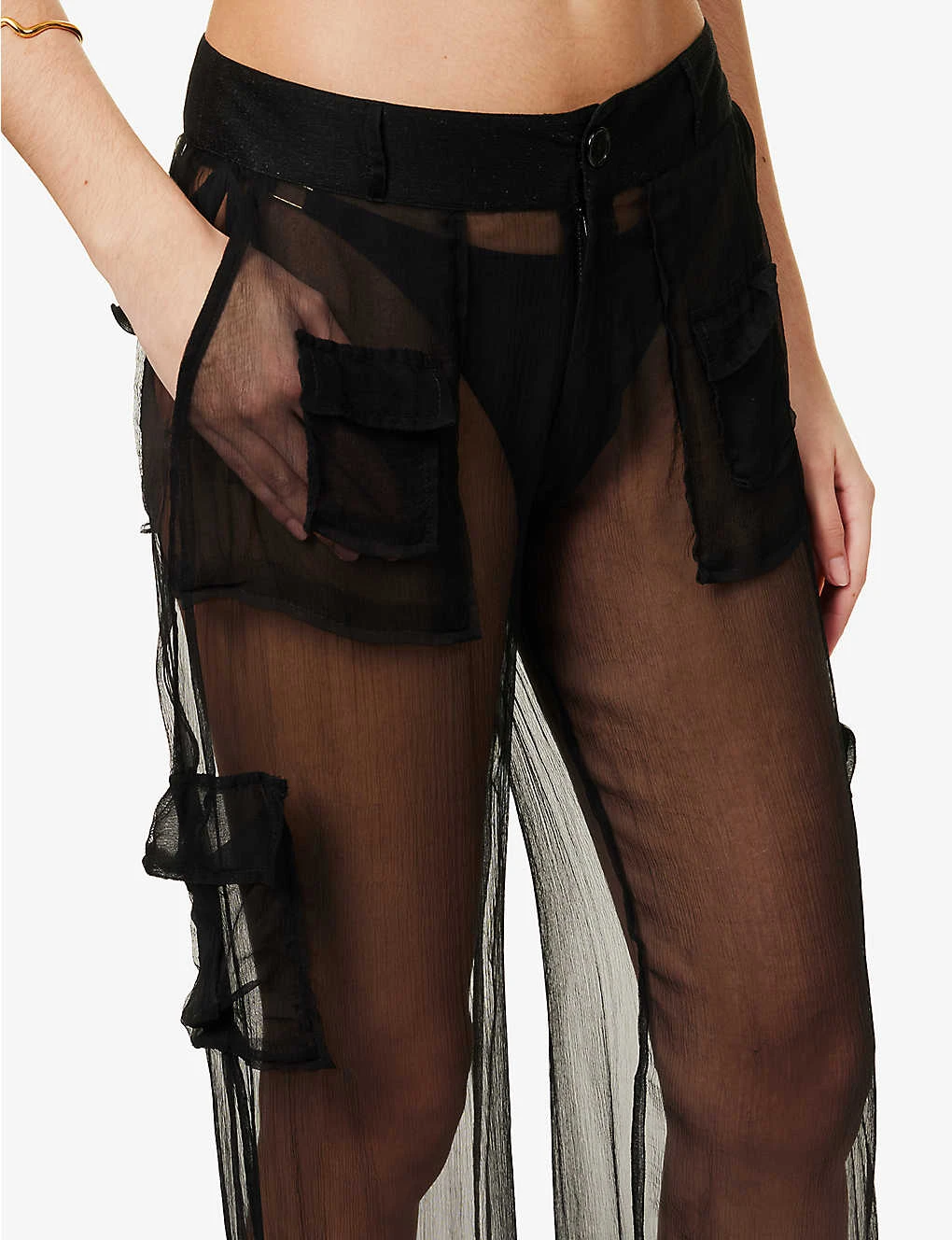 Cargo Semi-sheer Crepe Trousers 5 Cargo Semi-sheer Crepe Trousers - Image 5