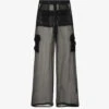 Cargo Semi-sheer Crepe Trousers