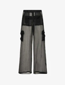 Cargo Semi-sheer Crepe Trousers