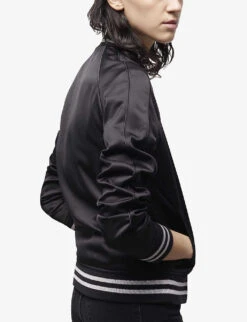 THE KOOPLES Striped Satin Jacket -Ted Bakee Fashion Shop R04124534 BLA01 ALT02