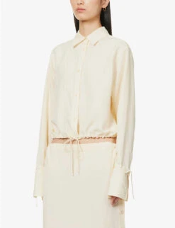 Toteme Boxy-fit Drawstring Hem Woven Shirt 8 Toteme Boxy-fit Drawstring Hem Woven Shirt -Ted Bakee Fashion Shop R04124843 VANILLA ALT02