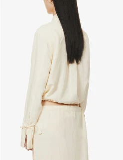 Toteme Boxy-fit Drawstring Hem Woven Shirt 9 Toteme Boxy-fit Drawstring Hem Woven Shirt -Ted Bakee Fashion Shop R04124843 VANILLA ALT03