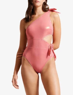Ted Baker Astile One-shoulder Cut-out Swimsuit -Ted Bakee Fashion Shop R04125139 CORAL ALT02