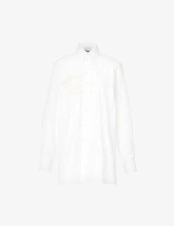 STELLA MCCARTNEY Crochet-panel Split-side Cotton-poplin Shirt