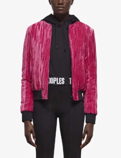 THE KOOPLES Crushed-velvet Bomber Jacket -Ted Bakee Fashion Shop R04125679 PIN01 ALT02