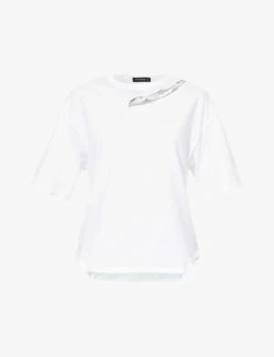 Undercover Cut-out Tulle-trim Cotton T-shirt