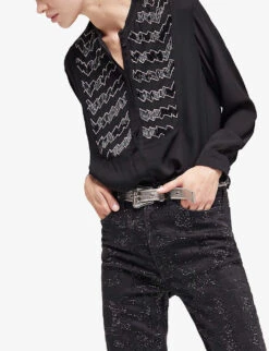 THE KOOPLES Pearl And Bead-embellished Woven Shirt 7 THE KOOPLES Pearl And Bead-embellished Woven Shirt -Ted Bakee Fashion Shop R04127756 BLA01 ALT02