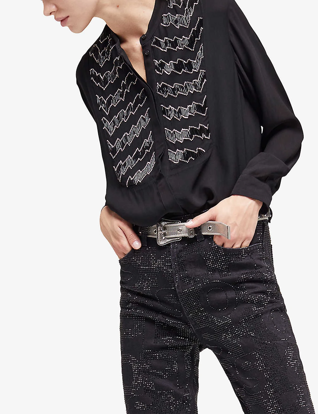 THE KOOPLES Pearl And Bead-embellished Woven Shirt 3 THE KOOPLES Pearl And Bead-embellished Woven Shirt - Image 3